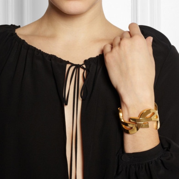 Saint Laurent Jewelry - SAINT LAURENT Gold Metal "YSL" Monogram Braclet